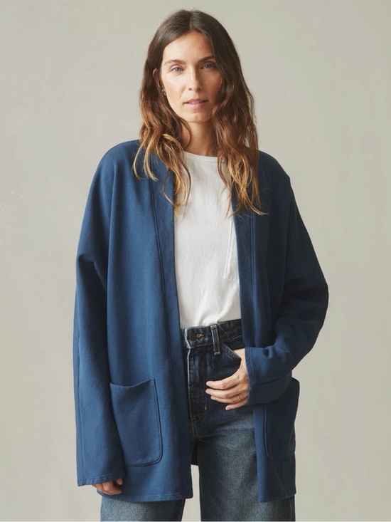 American Giant Jackets & Blazers - American Giant 100% Cotton French Terry Cardigan Jacket Blue Slouchy Pockets XS